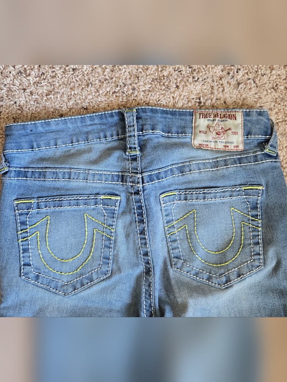 True Religion Jennie Curvy Low Rise Super Skinny Jeans Size 26 Neon Stitch Y2K - Picture 3 of 11
